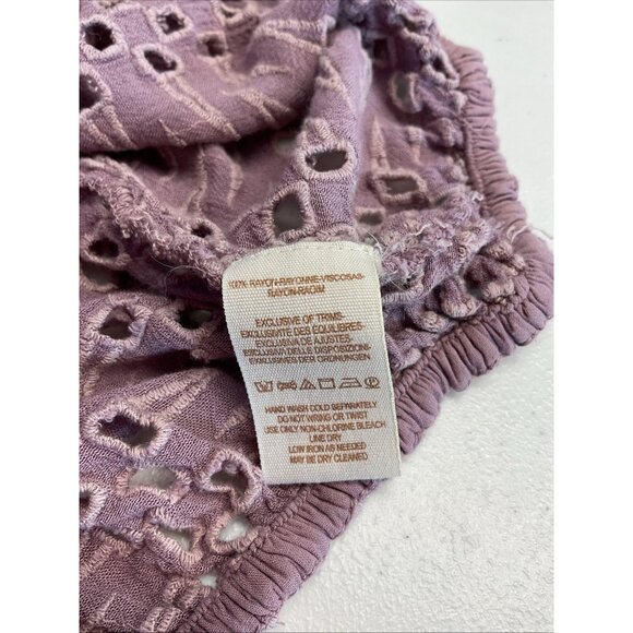 Free People That Girl Eyelet Off The Shoulder Ruffle Crop Top Size‎ XS purple - Picture 7 of 8